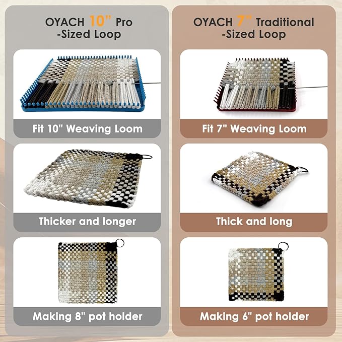 OYACH 7inch Cotton Weaving Loom Refill Loops,400pcs Potholders Loom Loops,Cotton Loops for Pot Holders,Loop Bands with Hooks for Adults Kids DIY Potholder Crafts(Neutral 10 Colors,Loom not Included)