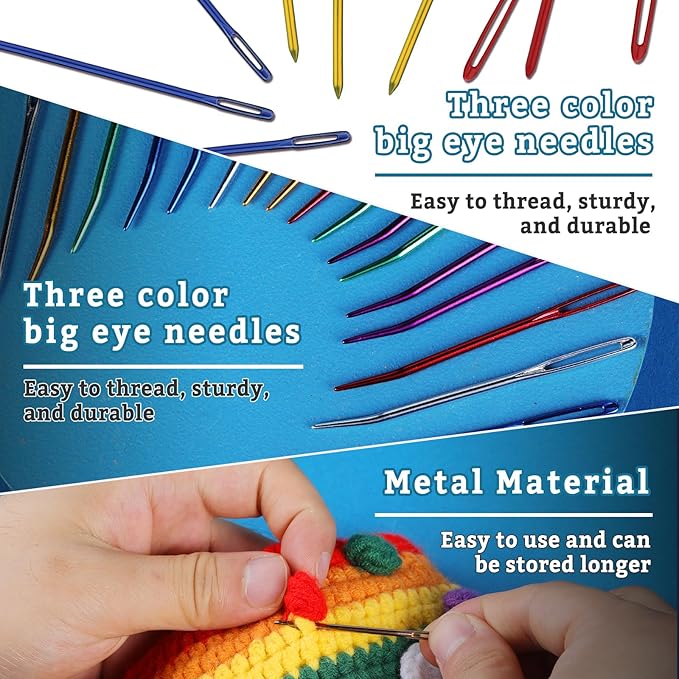 UzecPk 70PCS Yarn Needles Set, Darning Needles Kit, Big Eye Blunt Needles Kit with Bent Tapestry Knitting Needle Plastic Sewing Weaving Needle Threaders Stitch Markers for Crochet Sewing