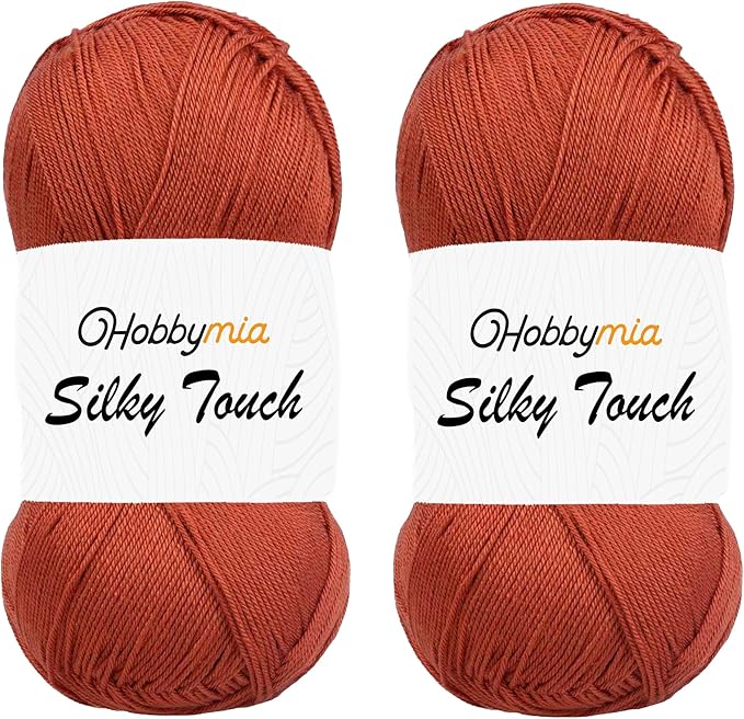 Silky Touch Acrylic Yarn - Soft Sport Weight Yarn for Crochet & Knitting - 100g / 383yds - 100% Microfiber Acrylic - Lightweight Fine Smooth Yarn(Red - Rust, 2 Skeins)