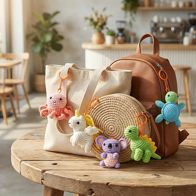Avenir Beginner Crochet Kit for Adults & Teens - Small Portable Animals Kit with Keychain, Complete Supplies & Video Tutorials, Perfect Arts & Crafts Gift for Women & Girls (Curly Unicorn)