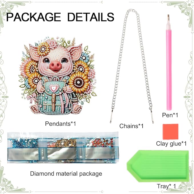 Tontut Pig Sunflower Diamond Art Painting Kits Hanging Decoration,5D Diamond Art Painting,DIY Special Shape Diamond Craft Wall Garden Decoration,Gifts