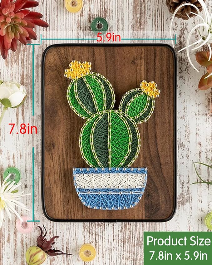 BAZIMA ALICE DIY String Art Kit for Beginner, DIY Cactus Potted Craft Kit,Unique Gift,Craft Kit for Holidays