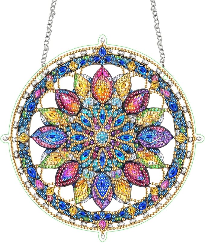 SKRYUIE Flower Hanging Diamond Art Kits for Adults Pendant Suncatcher, Special Shaped Crystal DIY Pearl Diamond Painting Kit, Gift for Mother Spring Summer Window Wreath Decor 7.09 x 7.09 Inch D6