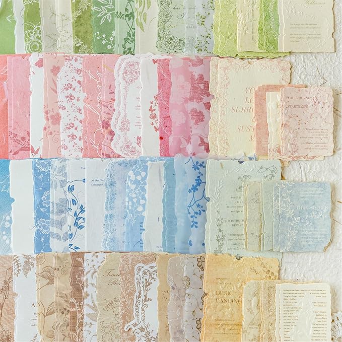 120PCS Vintage Scrapbook Paper Textured Journaling Scrapbooking Supplies Kit Retro Decorative Craft Paper Assorted for Bullet Junk Journals Card Making Craft DIY, Flower Branch Language Series