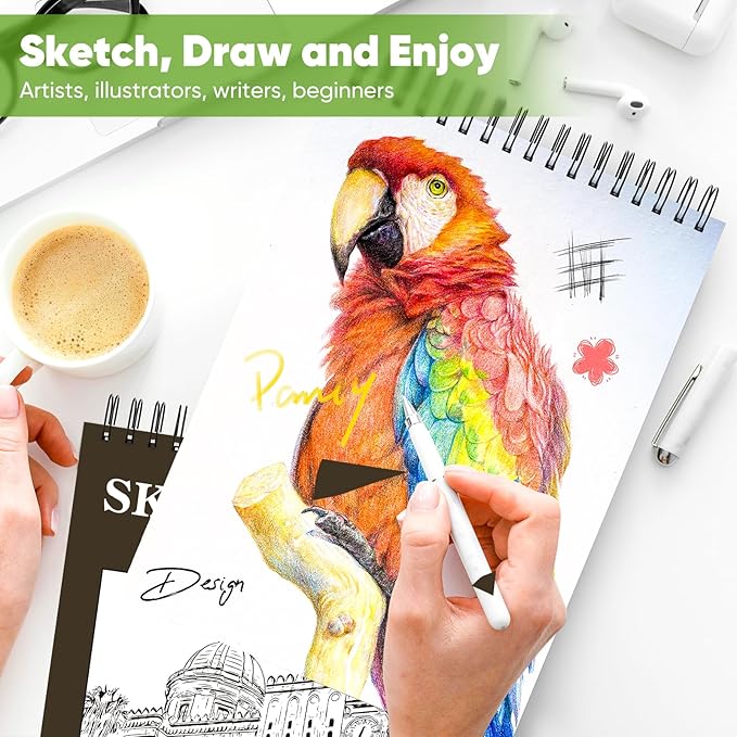 classroom must haves supplies for teacher student, soucolor 9" x 12" sketch book 100 sheets, back to school supplies, art sketchbook, acid free (68lb/100gsm) artist drawing book painting sketching pad