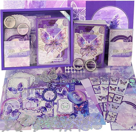 Funto Scrapbooking Kit(162 PCS), Warm Mail Series-Dreamland, Perfect for Bullet Scrapbooking Materials, Planner DIY Arts Craft Collage