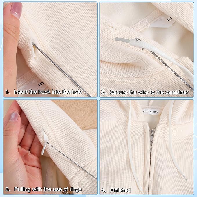 LIQWEI 10 Pcs Loop Turner Sewing Tool, 2 Sizes Tongue Crochet Tool Latch Hook for Silicone Beads Fabric Tube Strips DIY Accessories