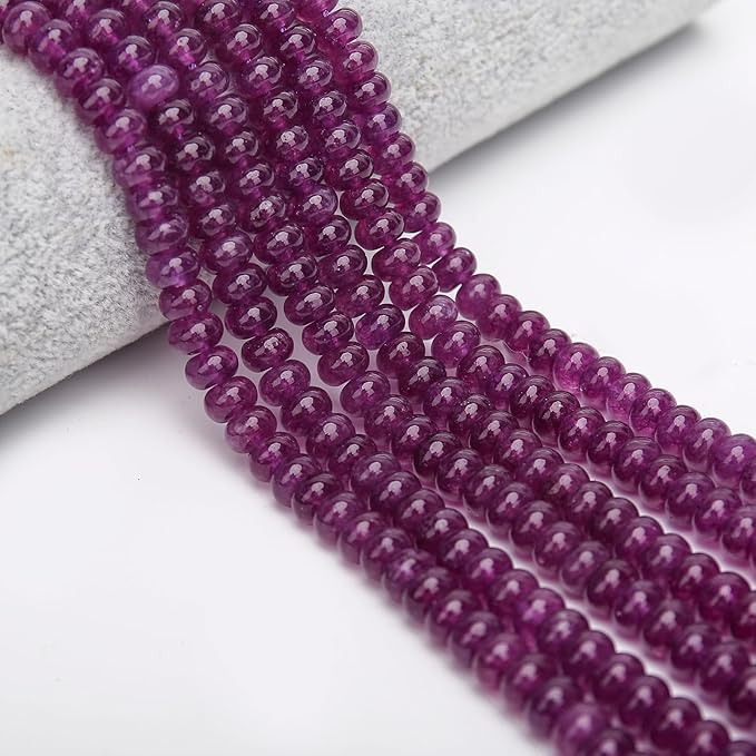 2 Strands (150PCs) Purple Jade Rondelle Beads, 5 * 8mm Gemstone Loose Spacer Abacus Disk Beads for DIY Bracelet Necklace Earrings Jewelry Making, Craft Supplies Beading Kit