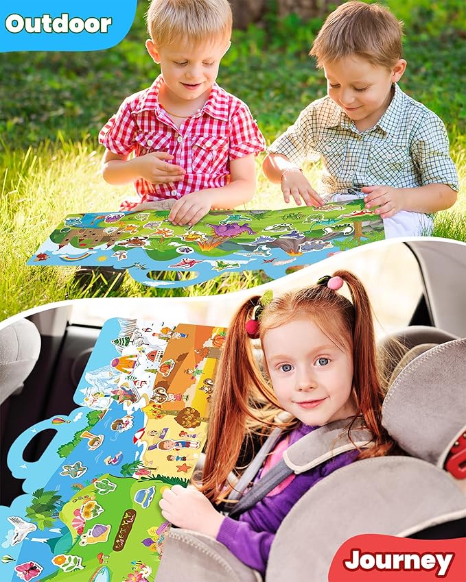 walenced reusable sticker book for toddlers, stickers for kids, toddler sticker book, toddler craft activities, toddler travel toys ages 3 and up boy girl birthday gifts