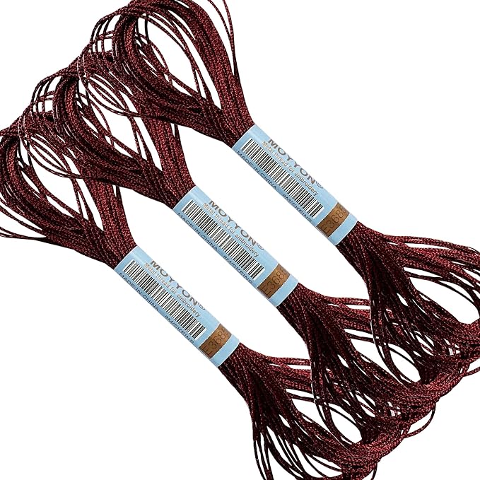3 Skeins Embroidery Thread, Metallic Embroidery Floss Set, Polyester Cross-Stitch Threads for Hand Embroidery, String Art(E3685)