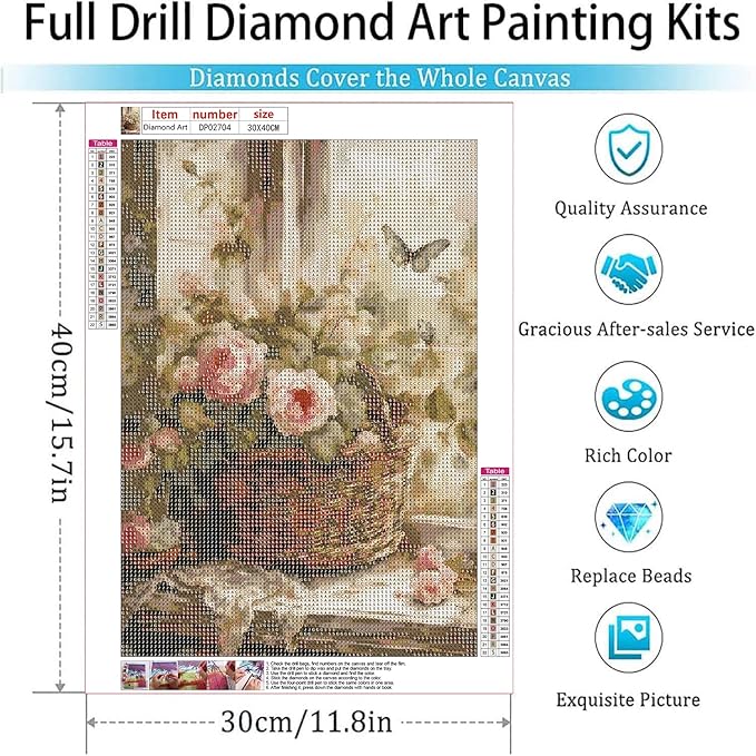 ARPADAMO Diamond Art Kits for Adults,5D Flower Diamond Painting DIY Butterfly Diamond Art Diamond Painting Kits for Adult,Round Full Drill Diamonds, Diamond Art Kits for Home Decor-12x16inch