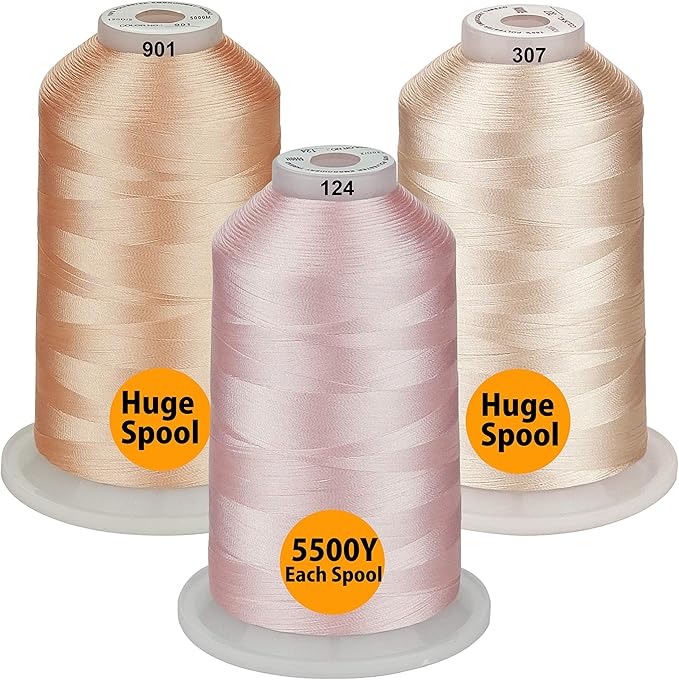 Simthread - 33 Selections - Various Assorted Color Packs of Polyester Embroidery Machine Thread Huge Spool 5500Y for All Purpose Sewing Embroidery Machines - Skin Tone Color