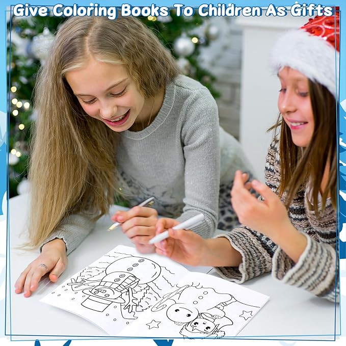 Liliful 24 Pcs Winter Coloring Book Bulk for Kids Winter Party Favors DIY Drawing Book with Polar Animals Patterns Small Activity Books Holiday Theme Birthday Goodie Bags