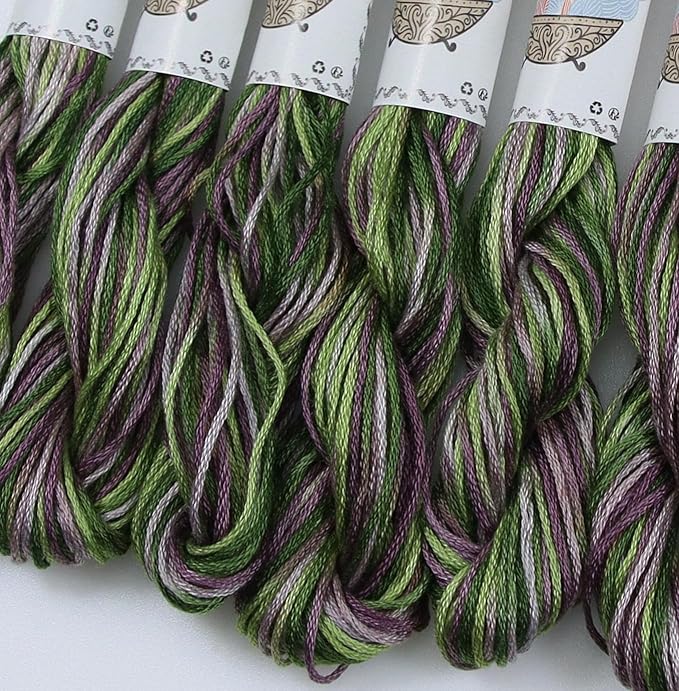 KCS Big skeins of 25 Meters Size 25 Color Variegated Cross Stitch Stranded Threads,6 skeins,4505
