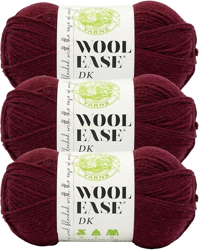 Lion Brand Wool-Ease DK Yarn, Yarn for Knitting, Crocheting, and Crafts, Redwood, 3 Pack