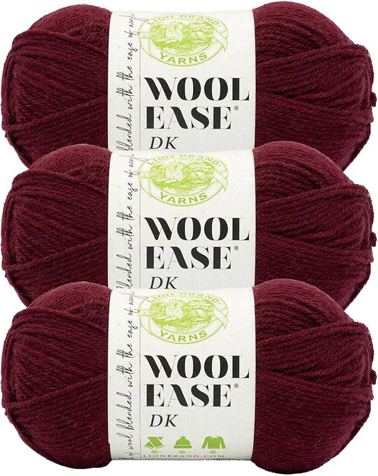 Lion Brand Wool-Ease DK Yarn, Yarn for Knitting, Crocheting, and Crafts, Redwood, 3 Pack