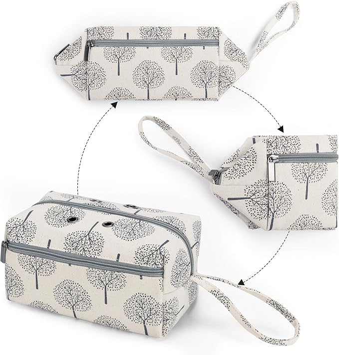 LUXJA Small Yarn Storage Bag, Portable Knitting Bag for Yarn Skeins, Crochet Hooks, Knitting Needles (up to 8 Inches) and Other Small Accessories (Trees)