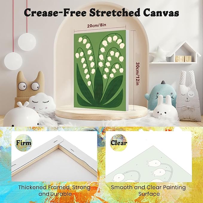 4 Pack Paint by Numbers for Adults with Framed Canvas - with Wooden Easel, Easy Flower Paint by Number for Beginners, Flowers Acrylic Oil Painting on Canvas with Brushes for Home Wall Decor 8x12 inch