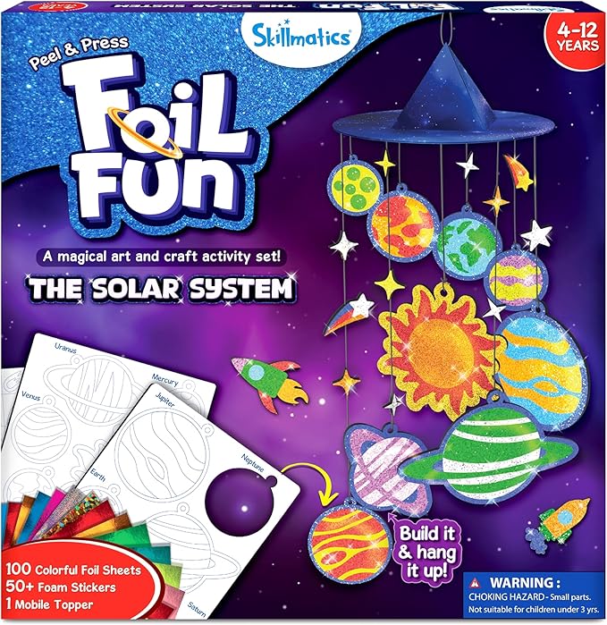skillmatics foil fun solar system - space art & craft kit for kids, mess-free fun, creative activity, diy decor, gifts for boys & girls ages 4, 5, 6, 7, 8, 9, 10, 11, 12