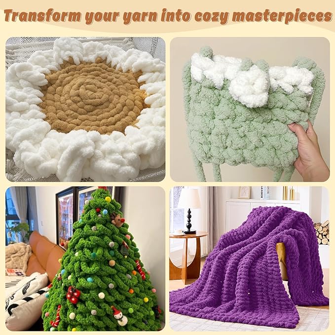 inhand 18 Pack Chunky Chenille Yarn for Crocheting– 30.6 Yards, 7.7oz, Super Bulky, Soft Fluffy Plush Yarn for Hand or Arm Knitting– Ideal for Blankets, Crafts & DIY Projects (Dark Purple)