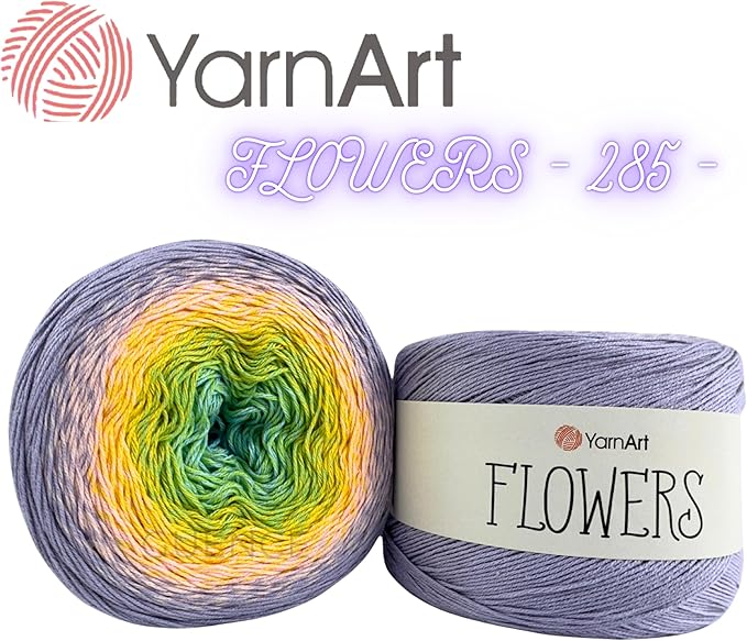 YarnArt Flowers – Gradient Cotton Acrylic Blend, 250g (8.8 oz), 1094 yds, Lightweight Sport Yarn for Crochet, Knitting, Shawls, Summer Projects (285)