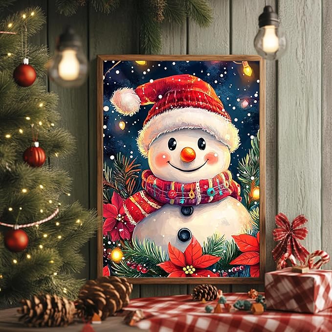 Christmas Paint by Numbers for Adult,Snowman Paint by Numbers Kit for Adults Beginners, DIY Acrylic Painting on Canvas for Home Wall Art Decor 16x20 Inch
