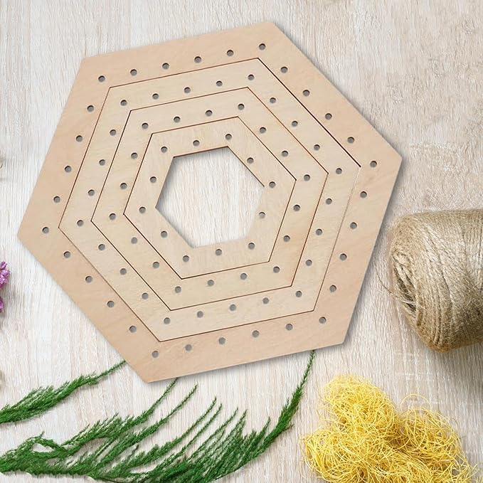 Wood Knitting Loom Kit DIY Weaving Art Easy to Use Weaving Tools Weaving Supplies for Scarf Knitted Crafts Craft Enthusiasts, Hexagonal 4pcs Set