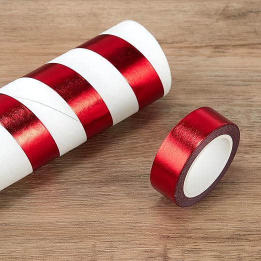 QDiShi 2 Rolls Red Washi Tape for Wall Decor Decorative,Foil Masking Tape Low Tack Self Adhesive Decorative Washi Tape Metallic Washi Tapes 0.59in x66FT Shiny Metallic Color(Red)