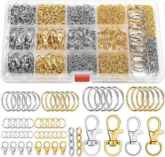 PAXCOO Keychain Making Kit, Keychain Craft Supplies Including Key Chain Hooks, Lobster Clasps, Key Rings and Jump Rings for Key Chain Making and Jewelry Making