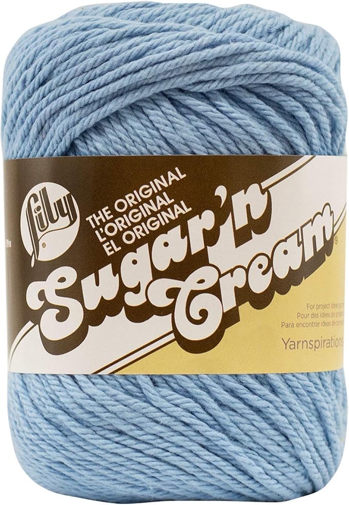 Lily Sugar 'N Cream The Original Solid Yarn, 2.5oz, Medium 4 Gauge, 100% Cotton - Light Blue - Machine Wash & Dry