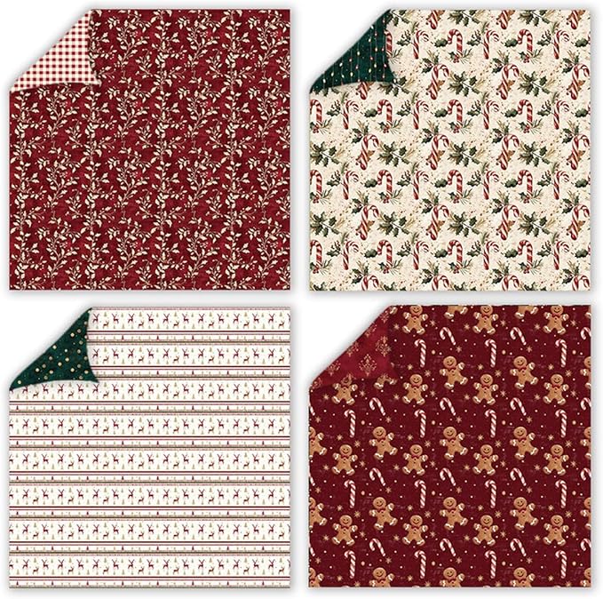 Christmas Scrapbook Paper 12 x 12 - 24 Sheets Double Sided Printing Christmas Pattern Paper Set, Decorative Paper for Card Making Scrapbook Decoration