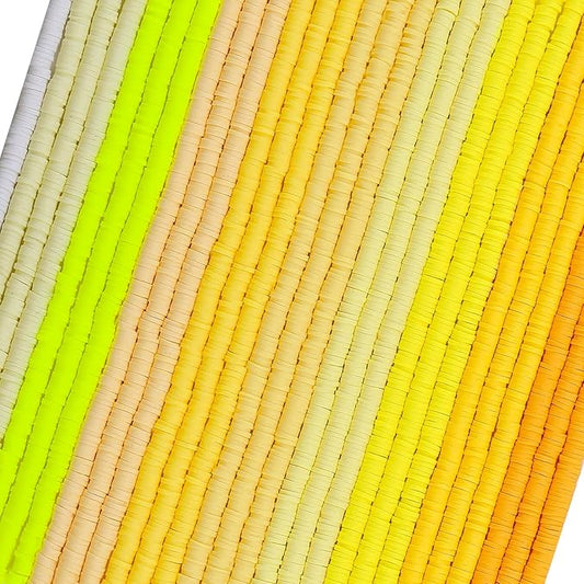 JMUQ 28 Strands Yellow Clay Beads Bracelet Making Kit, Friendship Preppy Flat Polymer Clay Heishi Beads for Bracelets Jewelry Making Kit, DIY Arts and Crafts Gifts