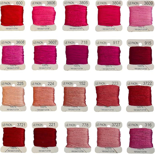 Premium Rainbow Color Embroidery Floss bobbins - Cross Stitch Threads - Friendship Bracelets Floss - Crafts Floss - 20 Bobbins Per Pack Embroidery Floss, Dark Plum Gradient
