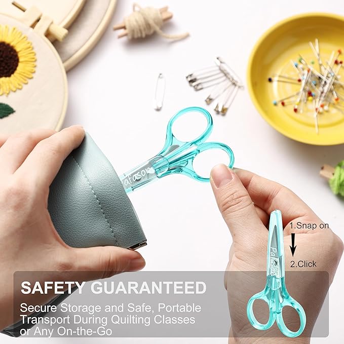 PAFASON Small Travel Embroidery Scissor Set Curved Straight Tip All Purpose for Quilting Sewing Knitting Crafting Cross Stitch Crochet Thread Yarn Paper Fabric Detail Multipurpose Cutting Safety Case