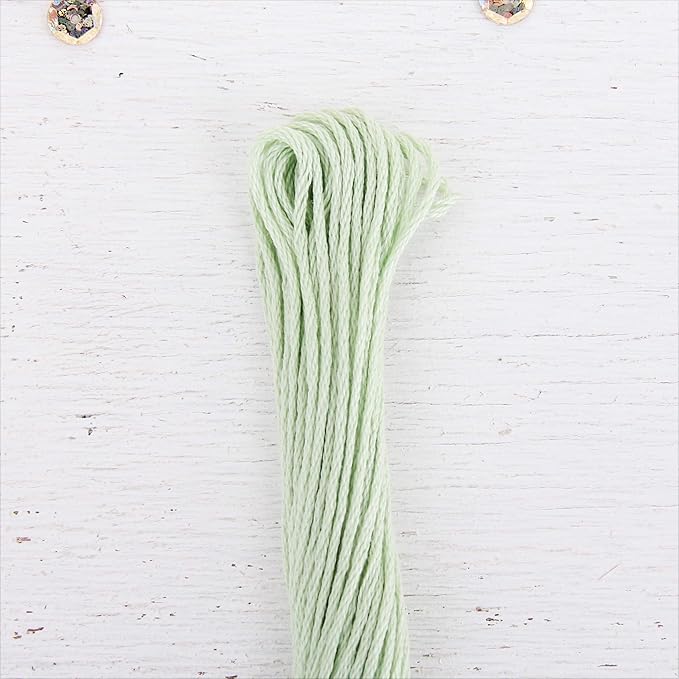 12 Skeins ThreadArt Premium Egyptian Long Fiber Cotton Embroidery Floss | Light Green | 6 Strand Divisible Thread 8.75yds Each for Hand Embroidery, Friendship Bracelets, Cross Stitch and Crafts