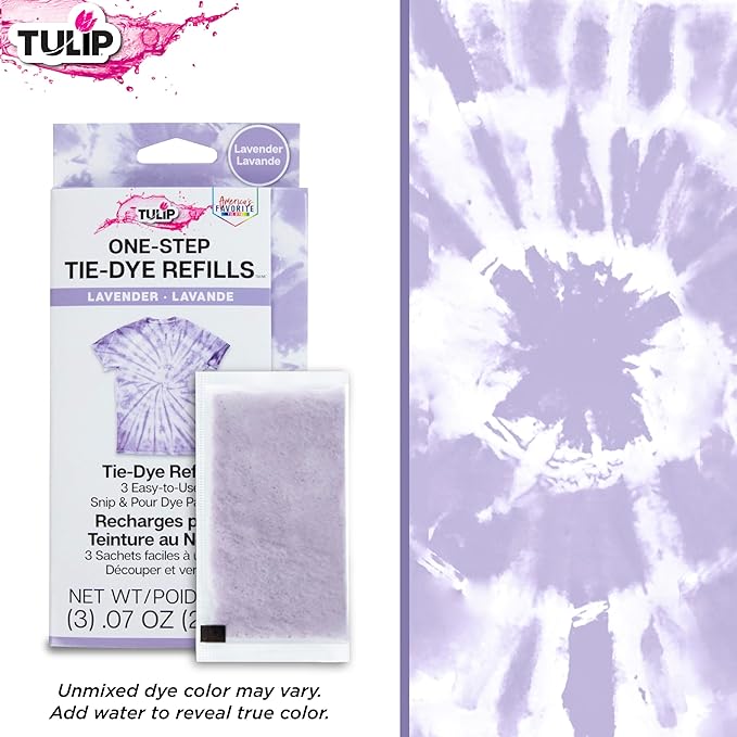 Tulip One-Step Tie-Dye Kit , 3 Fabric Dye Refill Packs, Packs, Lavender