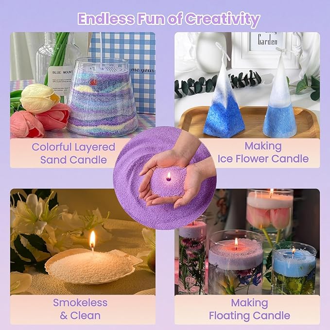 14-Color Pearled Candle Sand Set 24.7oz Colorful Sand Candle Wax with 50pcs Wicks & Candle Trays Refillable Unscented Candle Making Sand Wax for Home Décor, Handcraft and Gifting (14-Color Set)