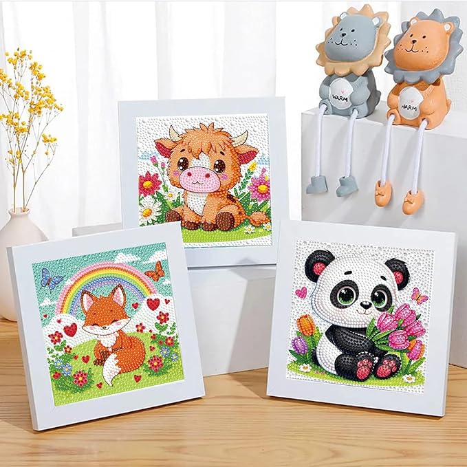 Dlylust Panda Diamond Art Kits for Kids with Frame, Gem Art for Kids Ages 4-8-12, Easy Diamond Painting Kit with Beautiful Package for Gift Home Wall Decor