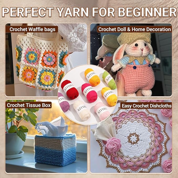 Cotton Yarn，10.5oz，526yard，3 Pack ，Soft Yarn for Crocheting and Knitting (21 Butter Yellow)