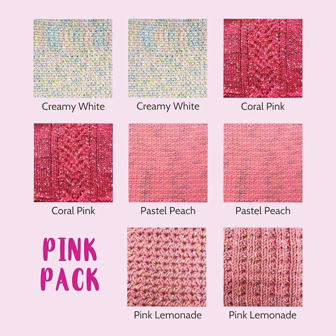 Tweed Twinkles Soft Baby Yarn for Crocheting, 8-Pack (696Yds / 400G), Free Patterns - Acrylic Baby Blanket Knitting Yarn with Flecks - Size 3 DK Light Worsted Weight - Pink Pack