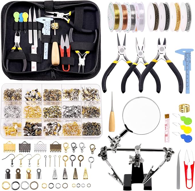 Glarks 1489Pcs Jewelry Making Kit - Supplies with Pliers, Wires, Findings for Making and Repair