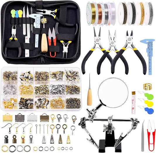 Glarks 1489Pcs Jewelry Making Kit - Supplies with Pliers, Wires, Findings for Making and Repair