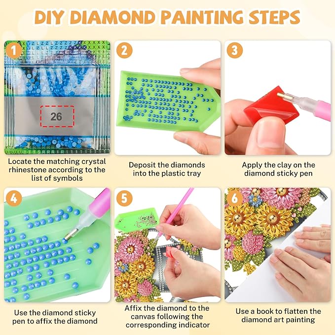 Bowetile Spring Diamond Art Hanging Kits for Adults, Diamond Art Suncatchers Flowers, 5D Special Shape Diamond Painting Farm Fresh Watering Can Pendant Window Ornament Gifts for Home Decor