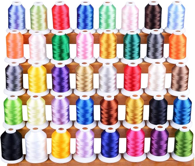 Simthread 60WT Sewing Embroidery Machine Thread Kit - 40 Colors 1100 Yards Spool for Brother Janome etc Sewing Embroidery Machines…