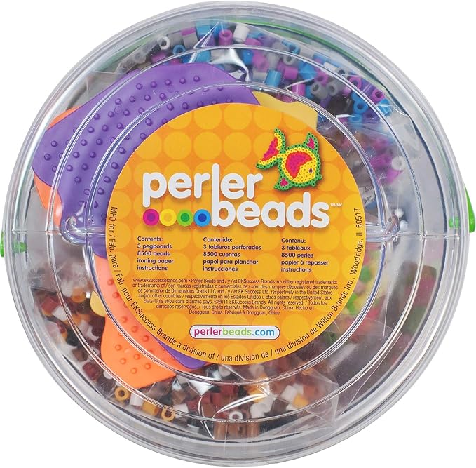 Perler Beads Pet Pals Assorted Fuse Bead Bucket, 8504 pcs, 6.5 x 6.5 x 6