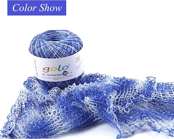golo Crochet Thread Size 10 Colored Yarn for Crocheting D-Blue-169