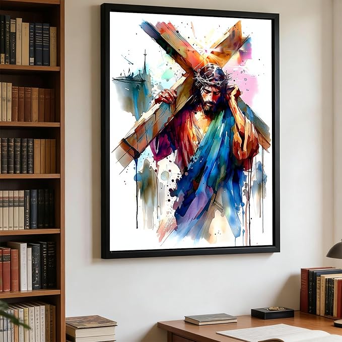 Gemozaic Jesus Diamond Painting Kits for Adults, Easter Diamond Art Kits for Adults, Religious Cross Adult's Gem Art Gift Home Wall Decor, 12 x 16 Inch
