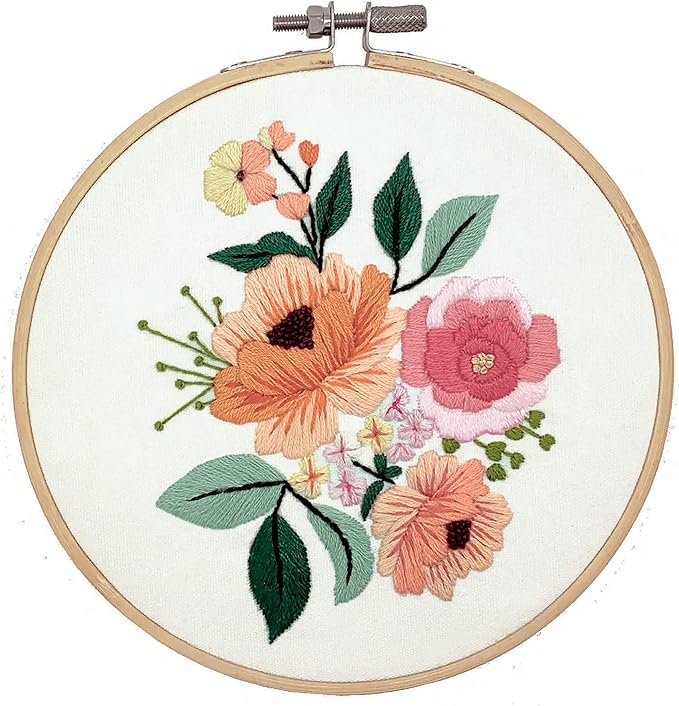 DUTCH STITCH BROTHERS Wildflower Embroidery Starter Kit with Pattern and Instructions. Stamped Embroidery Kits with Embroidery Clothes with Pattern. 6" Embroidery Hoop