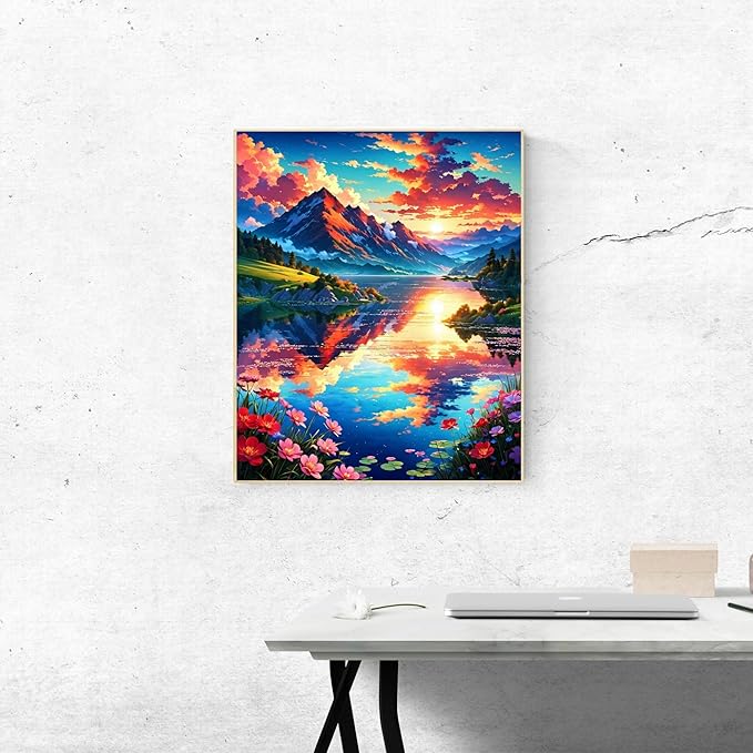 Mountain Paint By Numbers Kit For Adults Beginner Nature Adult Paint By Number Kits On Canvas Mountain Oil Painting Kit For Beginners Adults' Paint-By-Number Kits For Gift Home Wall Decor 16x20 Inch