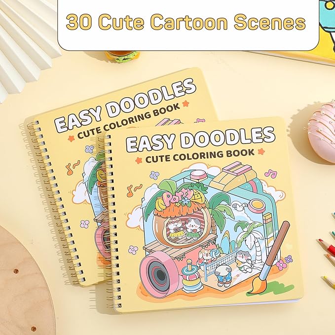 Women's Coloring Book, 30 Pages Cartoon Scene Coloring Books for Adult to Relax and Relieve Anxiety, Gift for Mother's Day, Birthdays, Christmas, Anniversaries